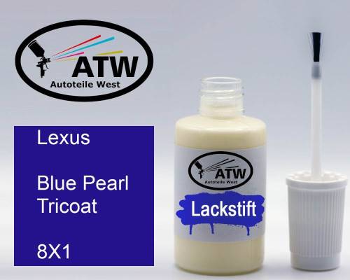 Lexus, Blue Pearl Tricoat, 8X1: 20ml Lackstift, von ATW Autoteile West.